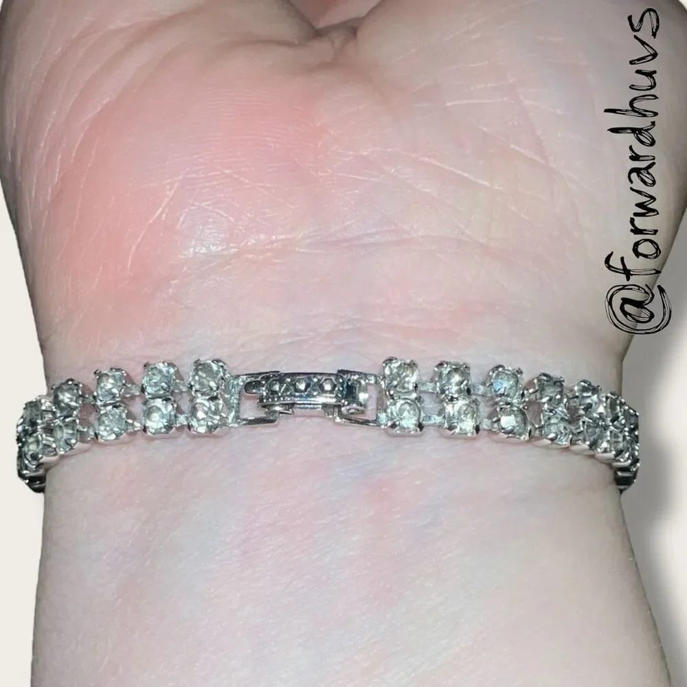 Vintage Rhinestone Double Strand Bracelet with Baguettes – 6 3/4”